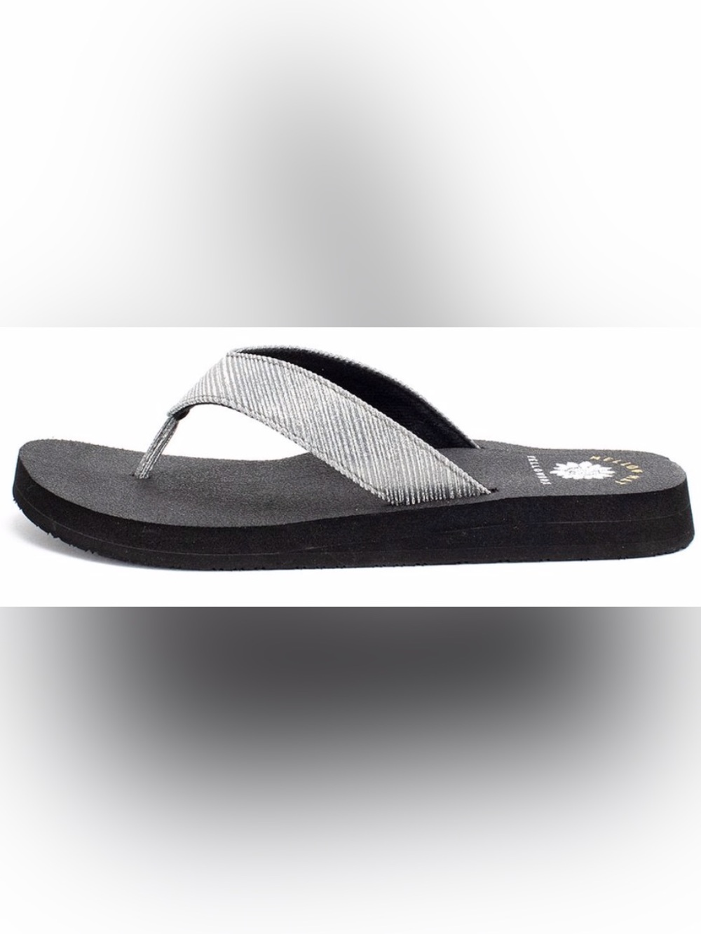 Yellow Box Women's Black Flip Flop Sandals with Silver Straps